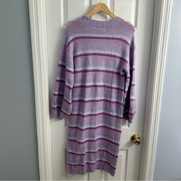 Lovers + Friends Cardigan Sweater Long Striped Knit Purple Size Extra Small New - Picture 5 of 7